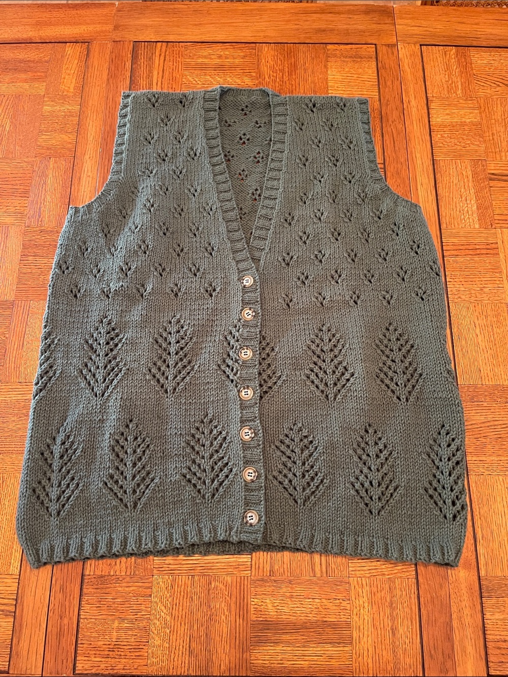 Sarah James knitting pattern handmade vest XL